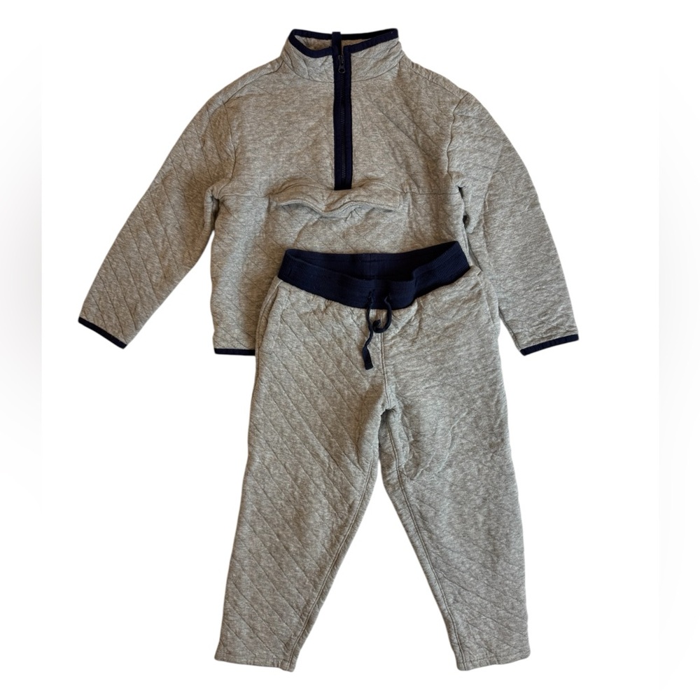 Janie and Jack Gray Quilted Kids Matching Set